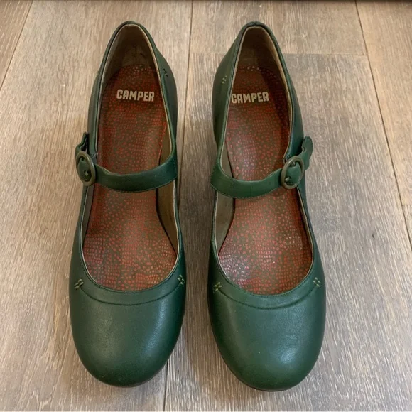 Camper Women's Lila Medio Dress Pump Green Mary Jane Shoes Sz EU 38 US 8 - Picture 3 of 11